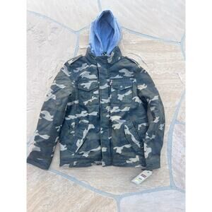 Levi’s Jeans Sherpa Lined Camo Hoodie Jacket Mens Size M Trucker Zip NWT